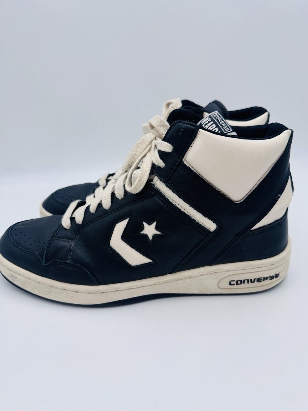 CONVERSE Weapon Mid Leather Black Natural Ivory A04400C Men’s Size 12 High Top